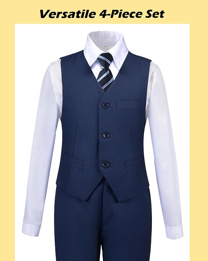Boys’ Formal Suit 5 Piece Set, Toddler Tuxedos - Image 4