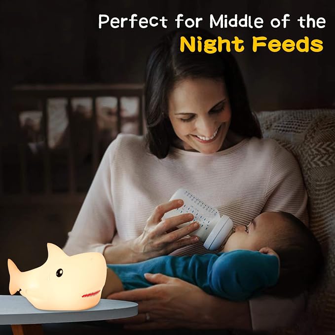 Tremdwoto Night Light for Kids, 7 Colors Shark Night Light Rechargeable Squishy - Image 4