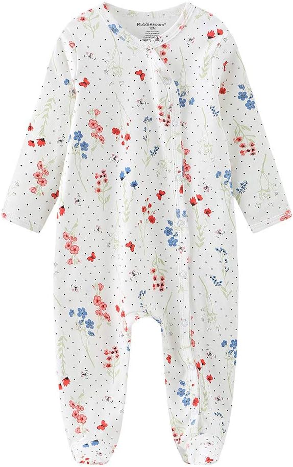 Kiddiezoom Baby Footed Cotton One-Piece Romper Jumpsuit Pajamas - Image 2