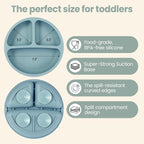 2 Pack Baby Plates with Suction, 2 Pack Silicone Forks and Spoons Set, Baby Led - Image 2