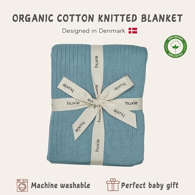 Knitted Organic Cotton Baby Blanket- Swaddle Blanket - Image 3