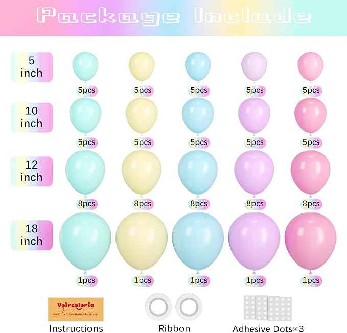 95pack Pastel Balloons Different Size 18/12/10/5 Inch Pastel Balloon Garland - Image 2