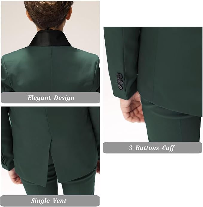 Boys Suit for Toddler Tuxedo Kids Formal Suits Set 5 Pieces Wedding Outfit - Image 6