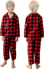 Schbbbta Kids Pajamas Set, Plaid Button Down Pjs - Image 3