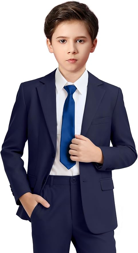 Boys Formal Suit Set 4 Pieces Kids Tuxedo Ring Bearer Outfit by Boihedy