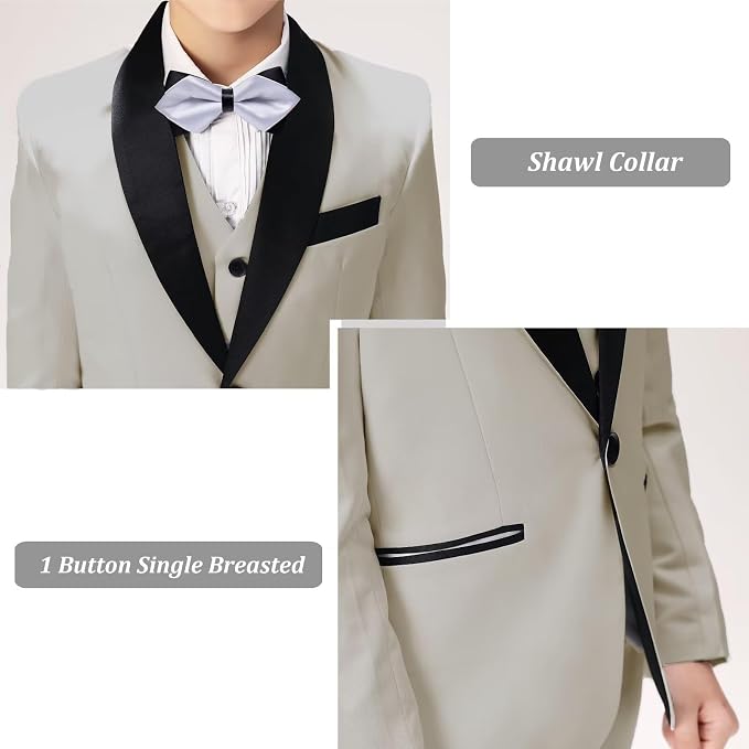 Boys Suit for Toddler Tuxedo Kids Formal Suits Set 5 Pieces Wedding Outfit - Image 5