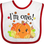 inktastic I'm One- Pumpkin Birthday Autumn Baby Bib by Inktastic