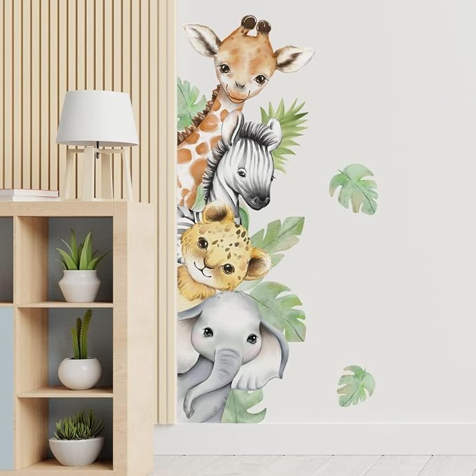 44.88 x 11.75 Inch Watercolor Jungle Animal Wall Decals - Image 2