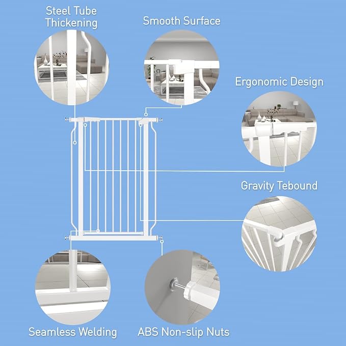 WAOWAO Extra Tall 40.55" Baby Gate 29.92-46.85" Wide Pressure Mounted Walk - Image 5
