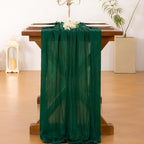 Socomi 4pcs Emerald Green Table Runner Spring Easter Cheesecloth Table Runner - Image 4