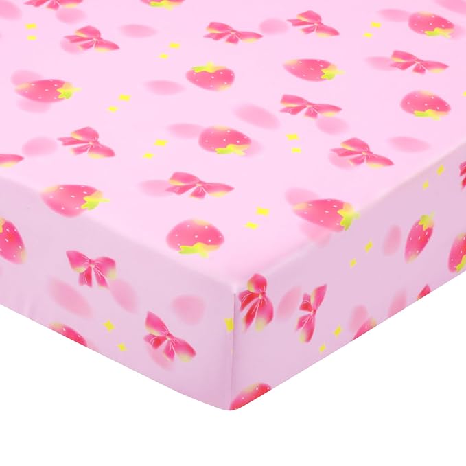 UOMNY Crib Sheet, Strawberry Bow Crib Sheets Baby Sheet by UOMNY