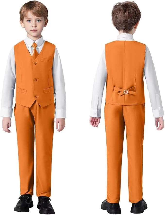 Boys Suit 4 Pcs Slim Fit Set Casual Suits Wedding Outfit Prom Jacket Vest Pant - Image 6