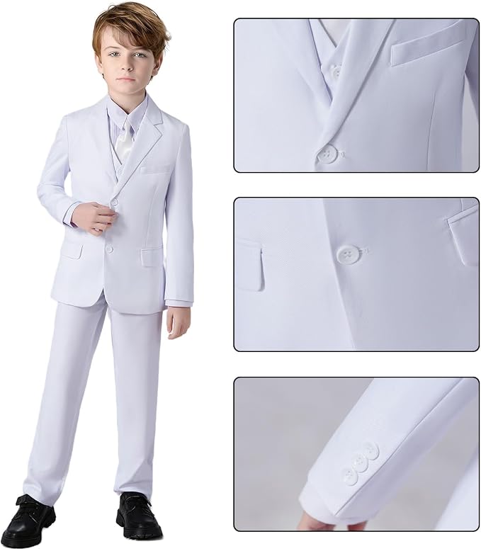 Boys Suit for Kids Teens Formal 5 Piece Tuxedo Suit Set - Image 3