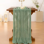 Socomi Sage Green Table Runner Spring Easter Cheesecloth Table Runner 170 inch - Image 4