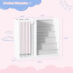 White Kids Bookshelf & Stuffed Animal Net Holder Plush Toy Storage Organizer - Image 2