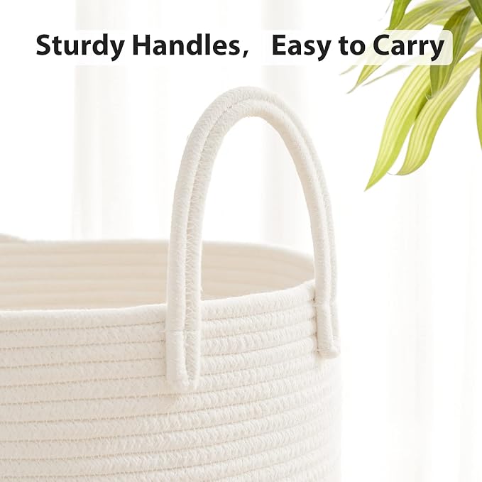 Fiona's magic 72L Large Woven Laundry Hamper, Tall Cotton Rope Storage Basket - Image 5