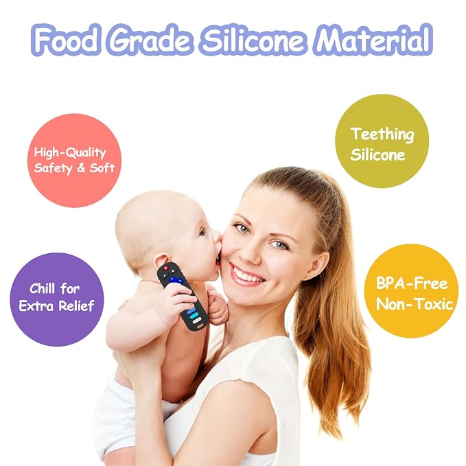 Baby Teething Toys, Food Grade Silicone Remote Control Teether Toy - Image 2