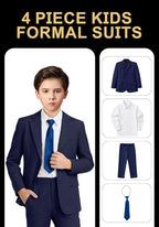 Boys Formal Suit Set 4 Pieces Kids Tuxedo Ring Bearer Outfit - Image 2