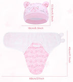 Cinaci 2 Pieces Adjustable Soft Cotton Baby Swaddle Sleep Sacks Hats Newborn - Image 2