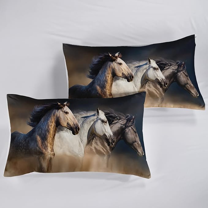 QOOMO Horse Comforter Twin Size, Galloping Horse Comforter Set - Image 6