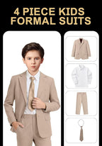 Boys Formal Suit Set 4 Pieces Kids Tuxedo Ring Bearer Outfit - Image 2