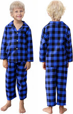 Schbbbta Kids Pajamas Set, Plaid Button Down Pjs - Image 3