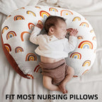 2 Pack Muslin Nursing Pillow Cover 100% Cotton Boho Neutral Stretchy Removable - Image 6