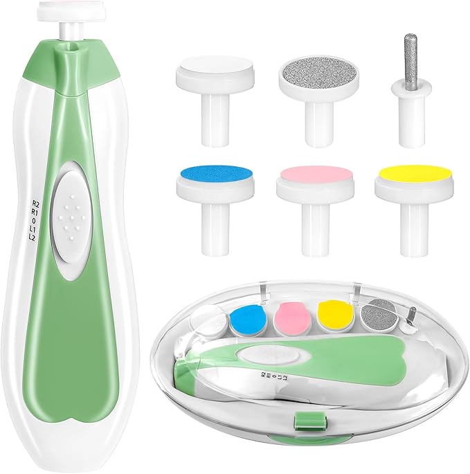 Baby Nail Trimmer Electric, 6 in 1 Baby Nail File Clippers Infant Grooming Kit by Qunlionslife