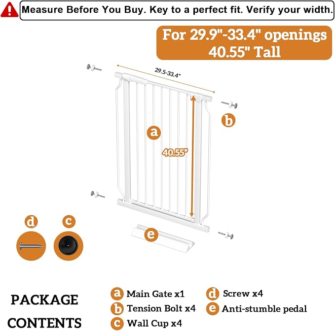 Extra Tall 40.55" Gate, 29.92-33.46" Extra Tall and Wide Dog Gate, Extra Wide - Image 2