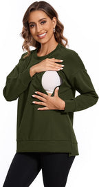 Smallshow Women's Nursing Tops Sweatshirt Long Sleeve Side Split Breastfeeding - Image 2