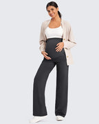 G4Free Fleece Lined Maternity Yoga Pants Over The Belly Stretchy Wide Leg Warm - Image 6