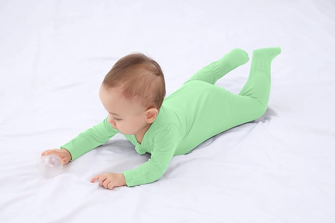 Baby Boy Footed Pajamas with Mittens, Rayon Made from Bamboo Sleepers, 2 Way - Image 5