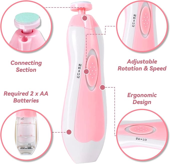Baby Nail Trimmer Electric-6 in 1 Baby Nail File Clippers Infant Grooming Kit - Image 2