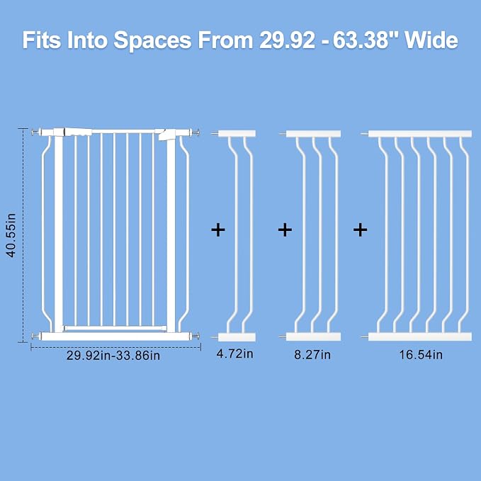 WAOWAO Extra Tall 40.55" Baby Gate 29.92-63.38" Wide Pressure Mounted Walk - Image 4