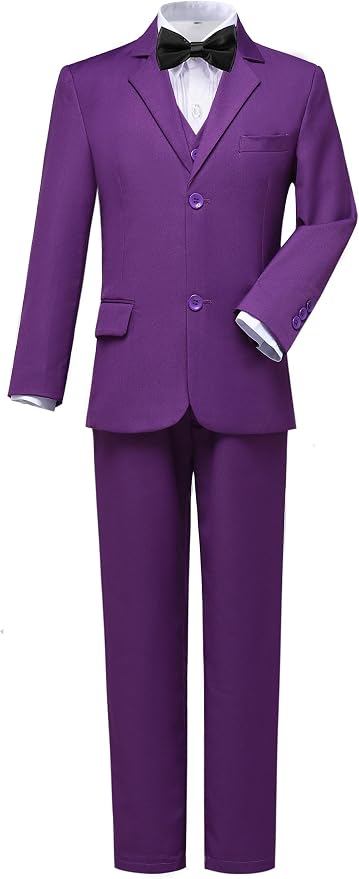Boys Suits 5 Pieces Slim Fit Blazer Pants Black Blue Outfit Suit - Image 3