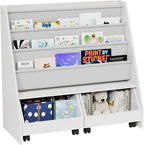 Kids Bookshelf with Two Movable Drawers Toddler Bookcase with Toy Storage - Image 4