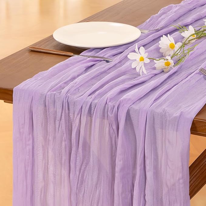 Socomi Lilac Purple Table Runner Spring Easter Cheesecloth Table Runner 170 by Socomi