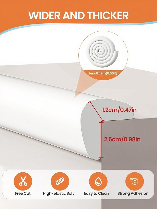 Baby Proof Edge Corner Protector, 6.56FT 0.47''Th L-Shape Furniture Corner & - Image 2