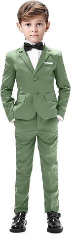 Boys Suits 5 Pieces Slim Fit Blazer Pants Black Blue Outfit Suit by Sailiiny