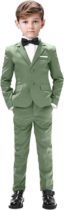Boys Suits 5 Pieces Slim Fit Blazer Pants Black Blue Outfit Suit by Sailiiny