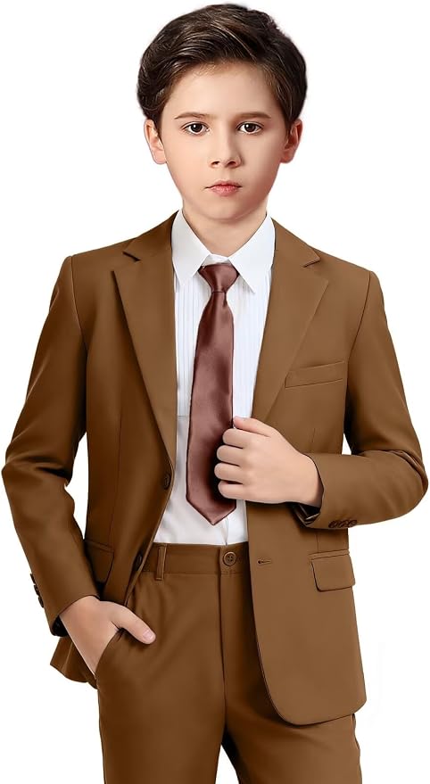 Boys Formal Suit Set 4 Pieces Kids Tuxedo Ring Bearer Outfit by Boihedy