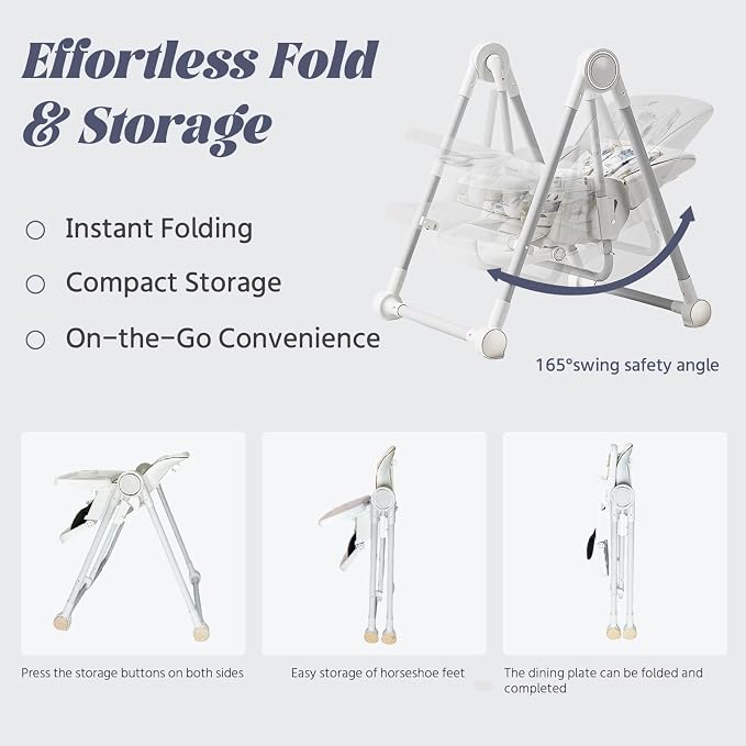 5 in 1 Baby High Chair Swings for Infants Foldable Rocking 8 Level Height - Image 3