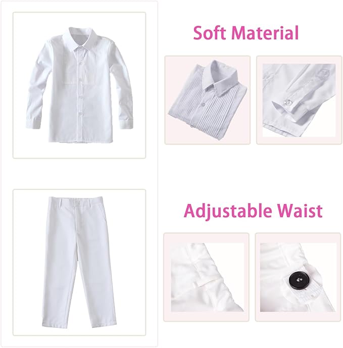 Boys Suits 5 Pieces Slim Fit Blazer Pants Black Blue Outfit Suit - Image 5