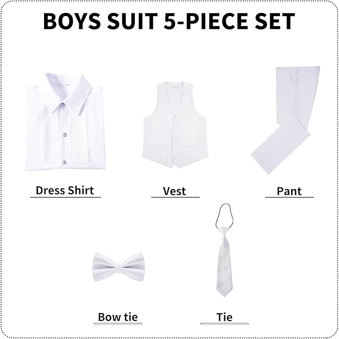Boys' Suits Formal Slim Fit Tuxedo Boys Vest and Pants Set - Image 5