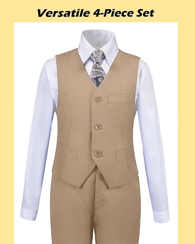 Boys’ Formal Suit 5 Piece Set, Toddler Tuxedos - Image 4