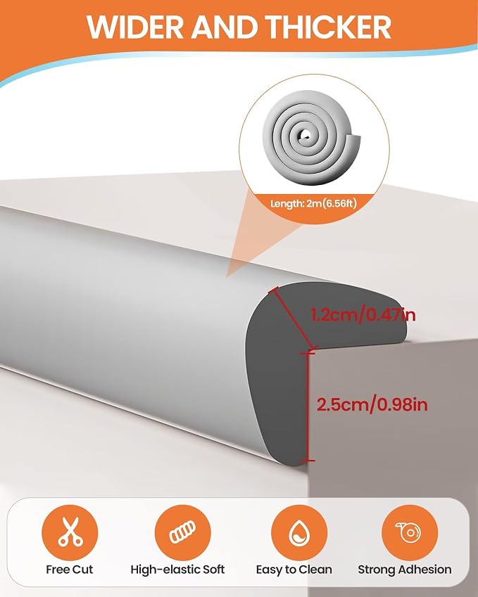 Baby Proof Edge Corner Protector, 6.56FT 0.47''Th L-Shape Furniture Corner & - Image 2