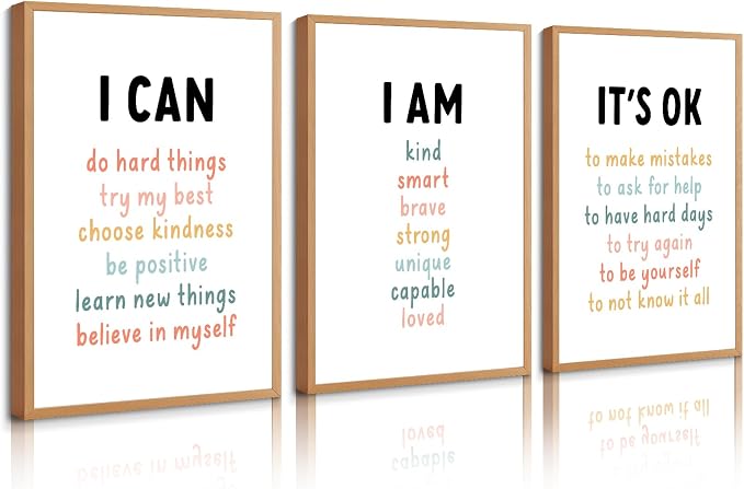 Kids Affirmation Wall Art Positive Canvas Wall Decor Inspirational Quotes Wall by Unknown
