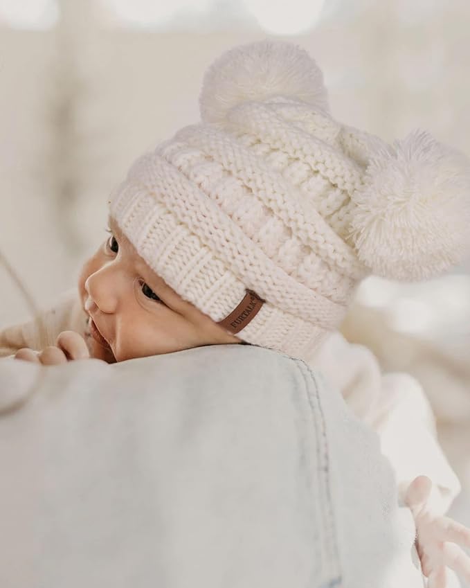FURTALK Baby Winter Knitted Beanie Hat Soft Warm Lined Pom Pom - Image 9