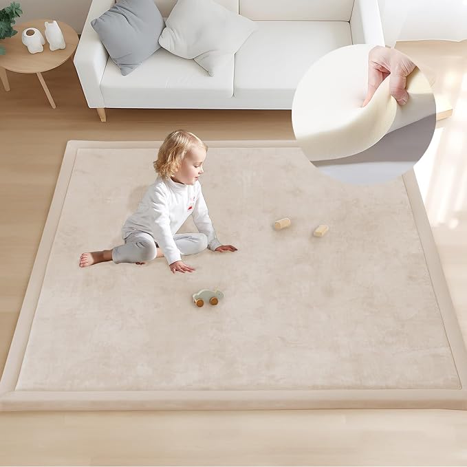 ACOMOPACK Baby Play Mat for Floor 1.3" Thick Memory Foam 50x50 Soft Velvet by ACOMOPACK