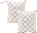 Beige Khaki Checkered Waterproof Wet Dy Diaper Bag by Ohocut